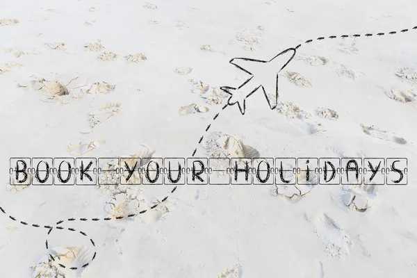 Holiday booking on sandy beach — Stock Photo, Image