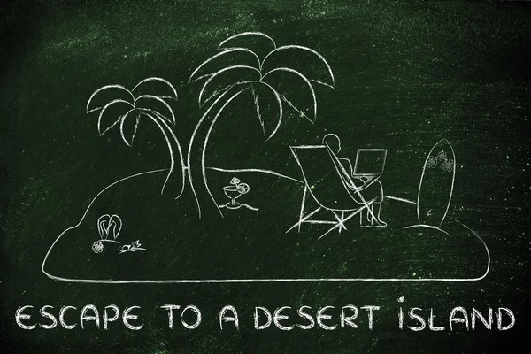 Concept of Escape to a desert island — Stock Photo, Image