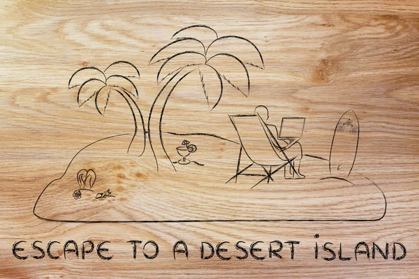 Концепція Втеча на острів пустелі — стокове фото