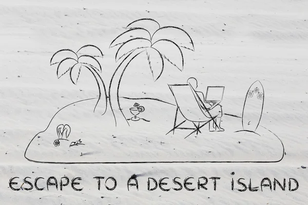 Koncepce úniku na pustém ostrově — Stock fotografie