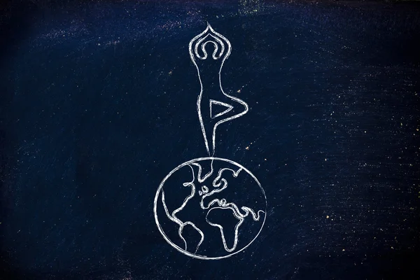 Yoga över hela världen illustration — Stockfoto