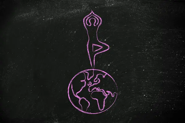 Na całym świecie ilustracja joga — Zdjęcie stockowe
