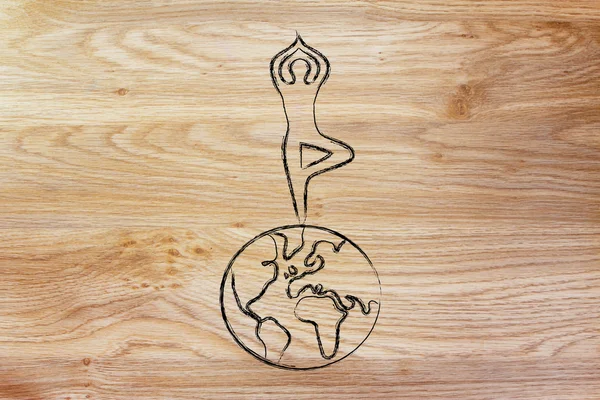 Yoga worldwide illustration — Stock Photo, Image