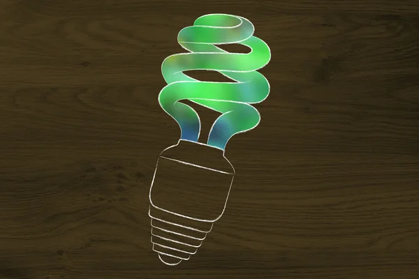 Lâmpada de poupança de energia com preenchimento verde — Fotografia de Stock
