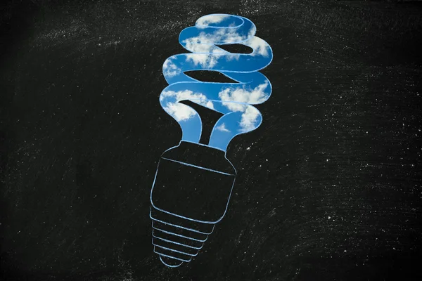 Energy saving bulb with a sky fill — Stock Photo, Image