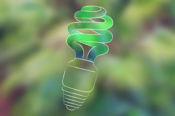 Energiebesparende lamp met opvulling van groen — Stockfoto