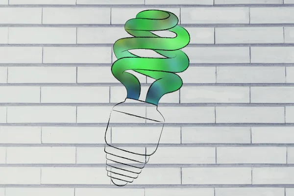 Lampadina a risparmio energetico con riempimento verde — Foto Stock