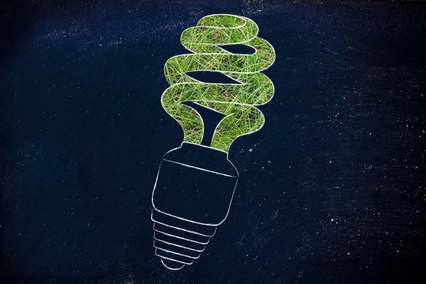 Energy saving bulb made of grass — Stock Photo, Image
