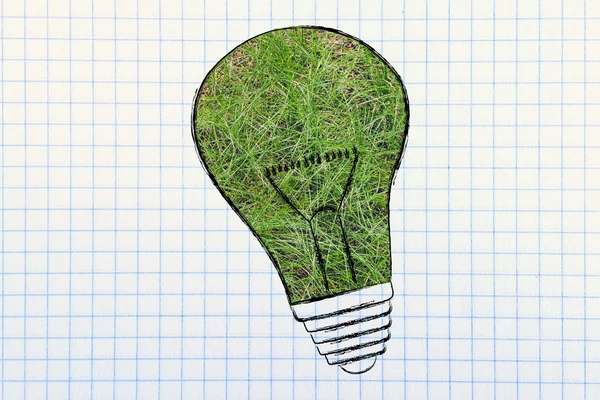 Lightbulb made of grass — Stock Photo, Image