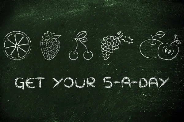 Holen Sie sich Ihre 5 pro Tag Obst und Gemüse — Stockfoto