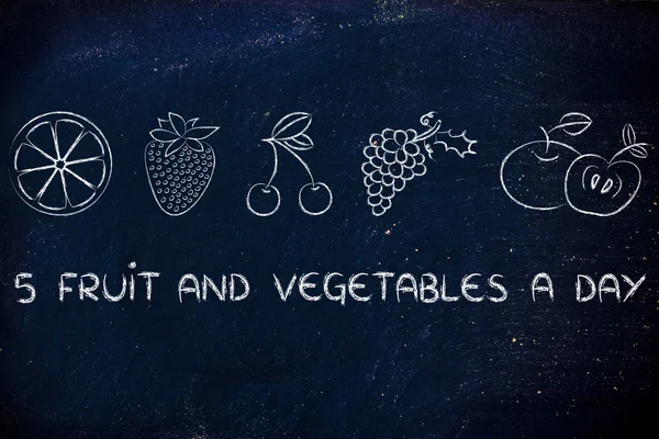 5 1 日の果物や野菜 — ストック写真