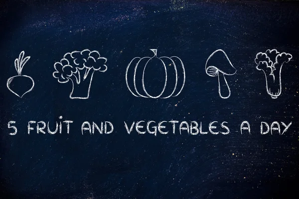 1 日に野菜と果物の 5 種類 — ストック写真