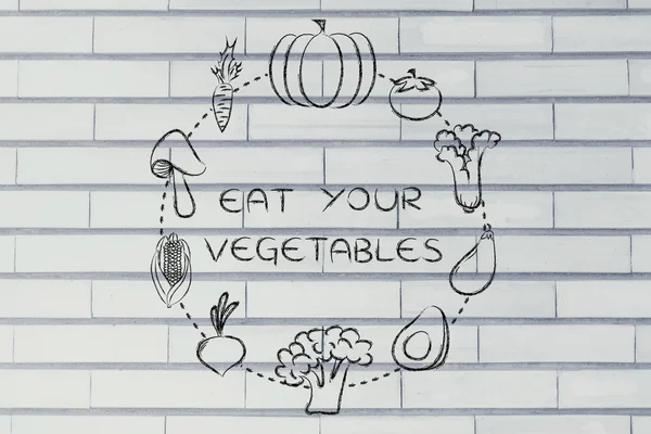 Alimentos y nutrientes saludables ilustración — Foto de Stock