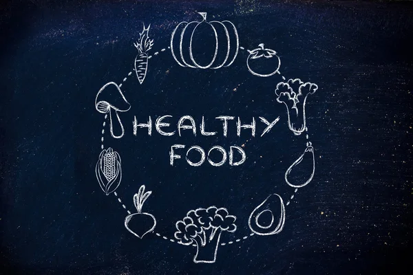 Zdravé jídlo se zeleninou ilustrace — Stock fotografie