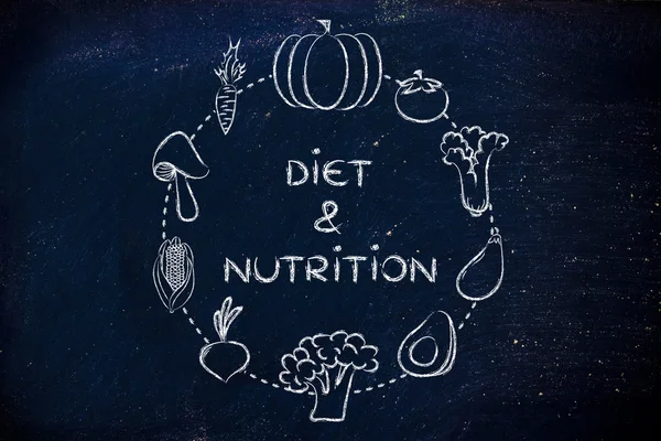 Dieta e nutrição com vegetais ilustração — Fotografia de Stock