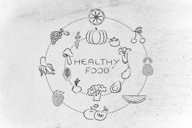 sağlıklı gıda illüstrasyon