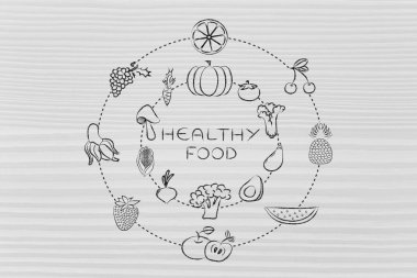 sağlıklı gıda illüstrasyon