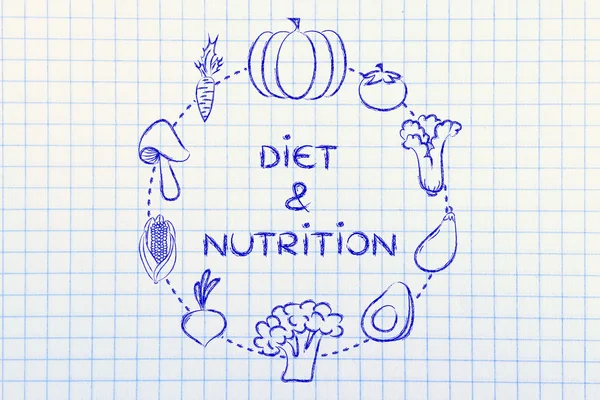 Dieta & nutrición con verduras ilustración — Foto de Stock