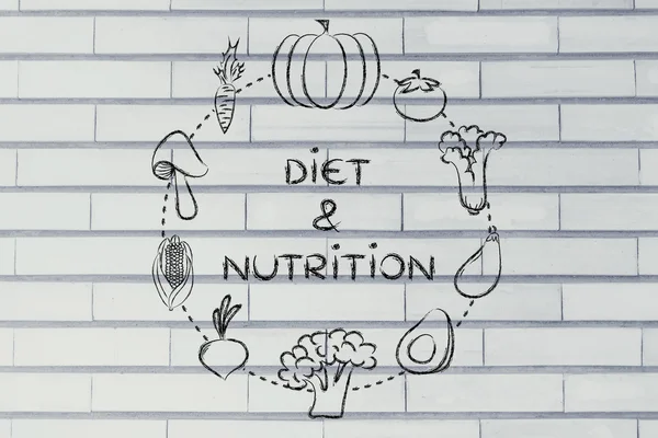 Diet & nutrisi dengan ilustrasi sayuran — Stok Foto