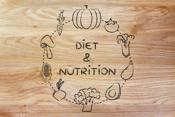 Диета и питание с иллюстрацией овощей — стоковое фото