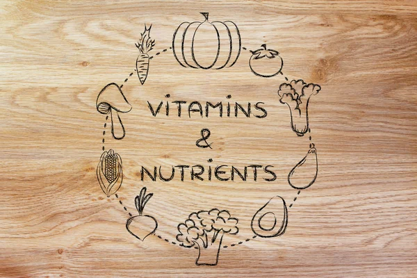 Vitamine & Nährstoffe Illustration — Stockfoto