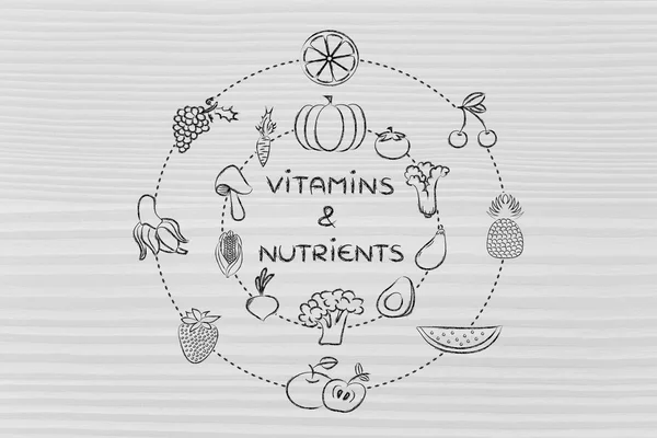 Vitamine und Nährstoffe Illustration — Stockfoto