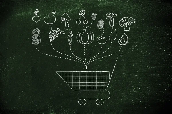 Illustratie over het kopen van gezonde voeding — Stockfoto