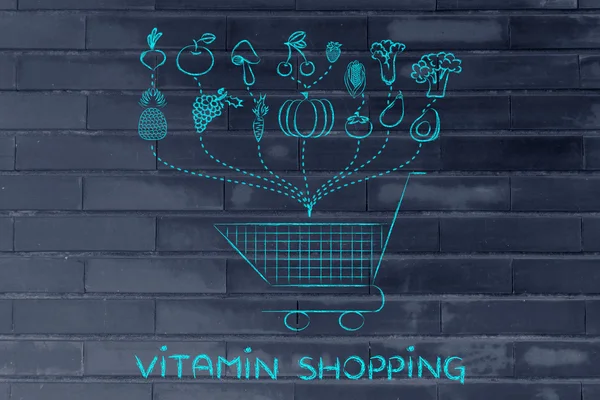 Ilustración sobre la compra de alimentos saludables —  Fotos de Stock