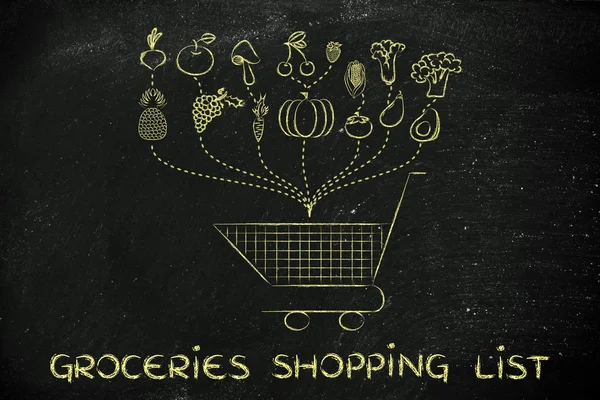 Lista de compras de comestibles saludables — Foto de Stock