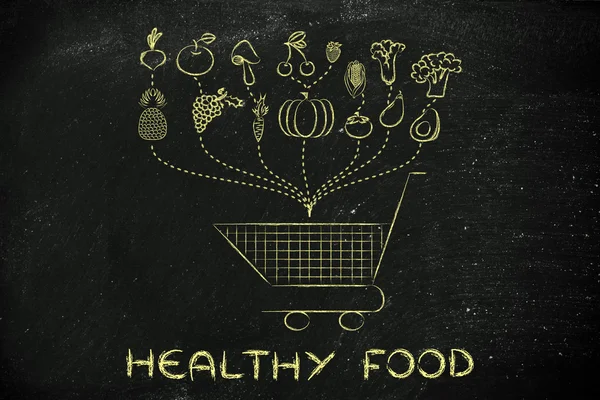 Einkaufen für gesunde natürliche Lebensmittel — Stockfoto