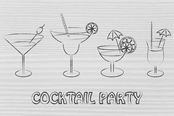 Иллюстрация коктейльной вечеринки — стоковое фото