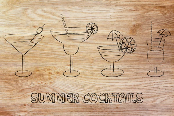 Letní koktejly a nápoje brýle — Stock fotografie
