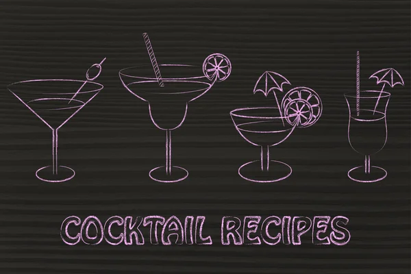 Cocktail recepten illustratie — Stockfoto