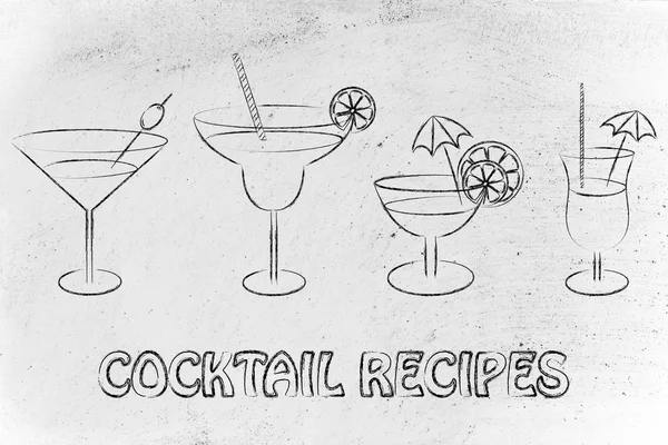 Ilustracja koktajl recepty — Zdjęcie stockowe