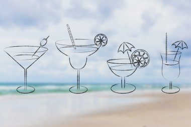 cocktails and drink glasses illustration