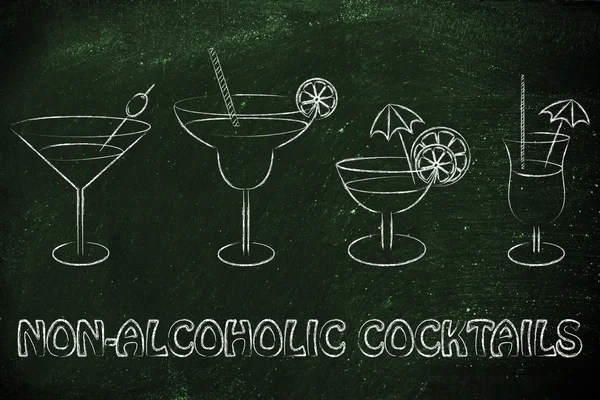 Non-alcoholic cocktail recipes illustration — 图库照片