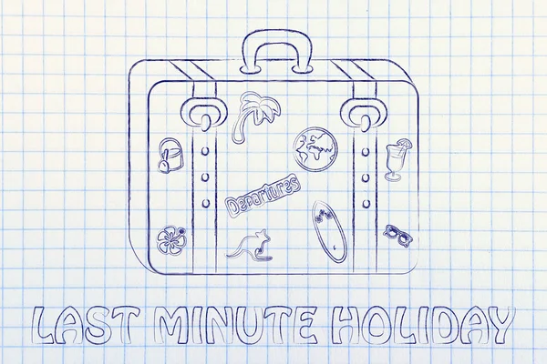 Last minute holiday wih baggage illustration — Stock Photo, Image