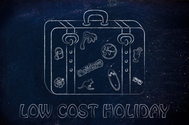 Bagaj etiketleri çizim metinle düşük ile tatil maliyet