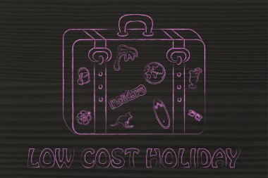 Bagaj etiketleri çizim metinle düşük ile tatil maliyet