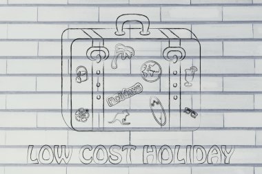 Bagaj etiketleri çizim metinle düşük ile tatil maliyet