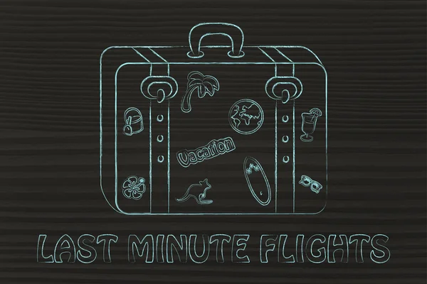 Полеты в последнюю минуту с иллюстрацией багажа — стоковое фото