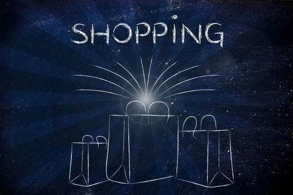 Boutique-Einkaufstaschen mit Retro-Strahlen — Stockfoto