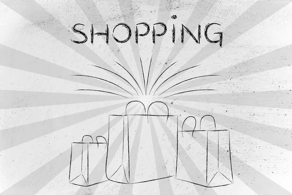 Boutique shopping tassen met retro stralen — Stockfoto