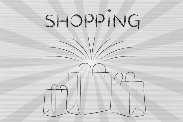 Borse shopping boutique con raggi retrò — Foto Stock