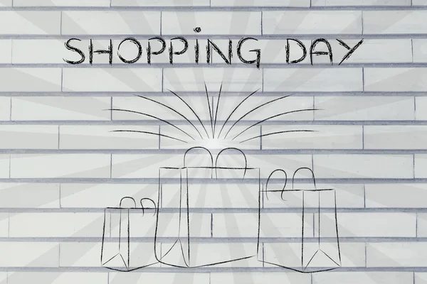 Boutique shopping tassen met retro stralen — Stockfoto