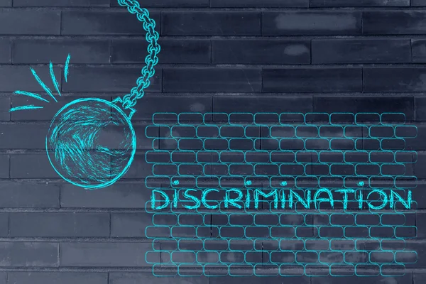 Wrecking ball against discriminations — Stock Photo, Image