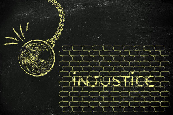 wrecking ball against injustice word
