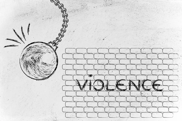 Demolición bola contra la violencia palabra —  Fotos de Stock