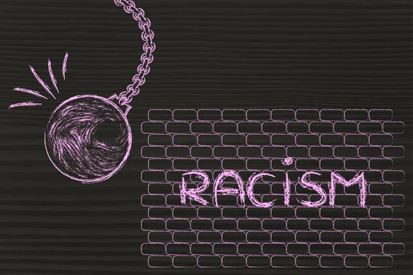Розбитий м'яч проти расизму слова — стокове фото
