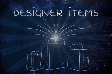 Tasarımcı öğeleri ve moda endüstrisi illüstrasyon